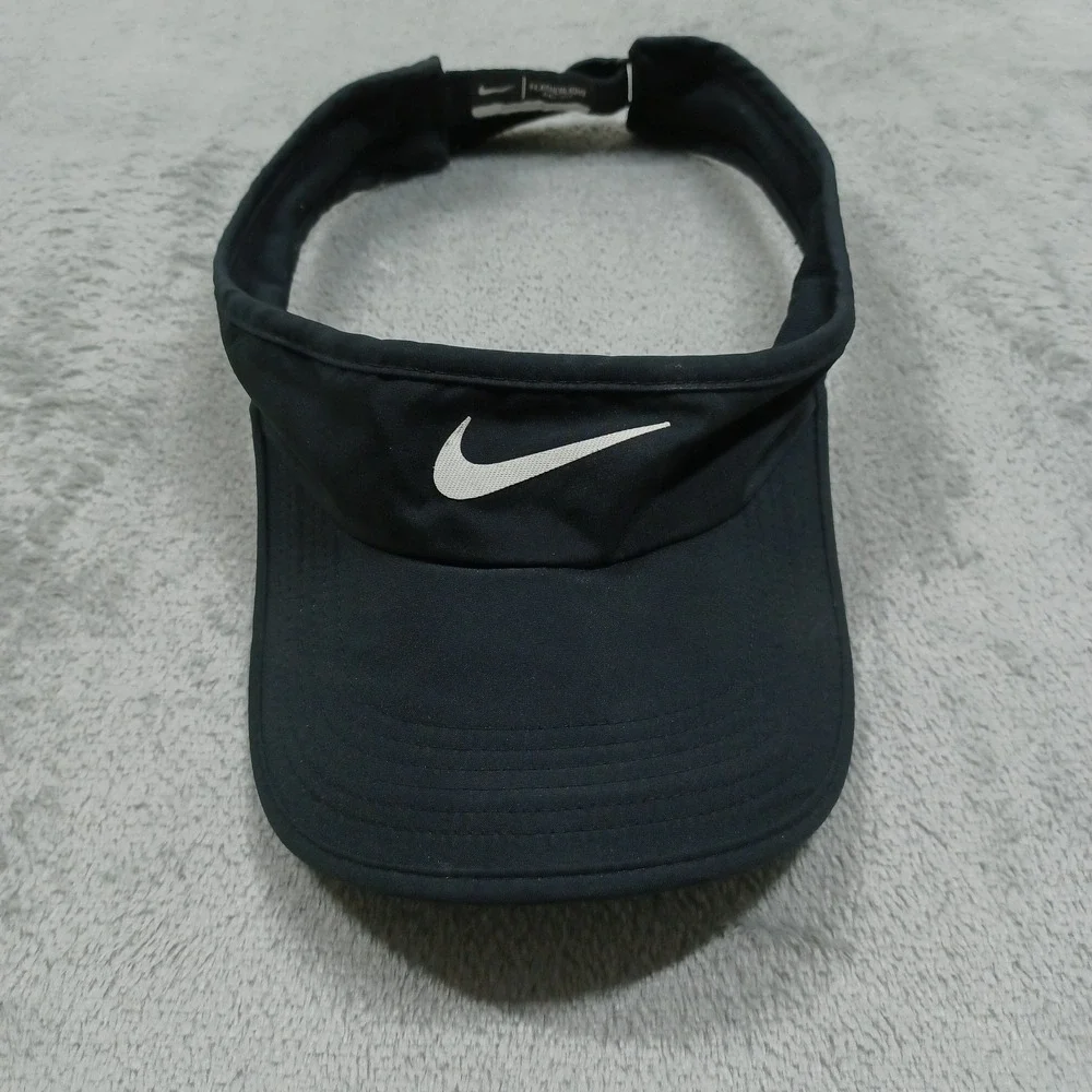 Nike Hat Womens OSFM Black Adjustable Visor Featherlight Dri Fit Tennis Golf